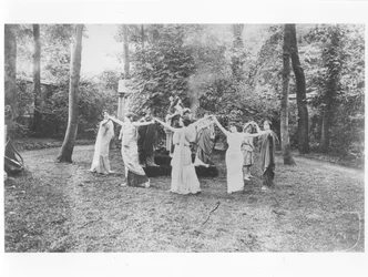 Nathalie Clifford Barney with Dancers Dressed in Togas